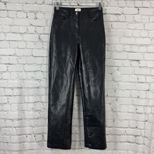 Aritzia Wilfred Melina Faux Leather Pants High Rise Straight Black Womens Size 0